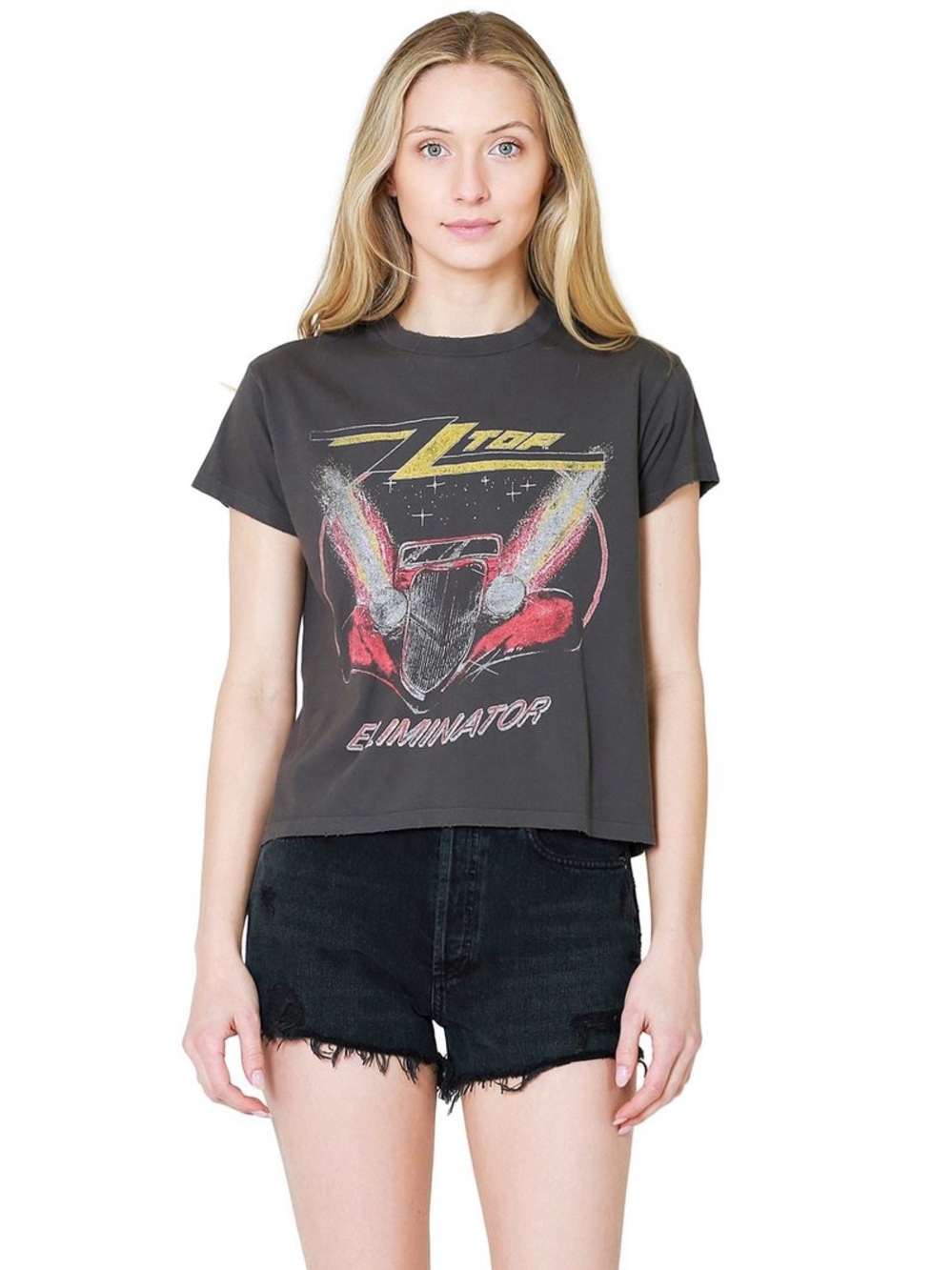 Daydreamer ZZ Top Eliminator Girlfriend Cropped Tee Size Medium